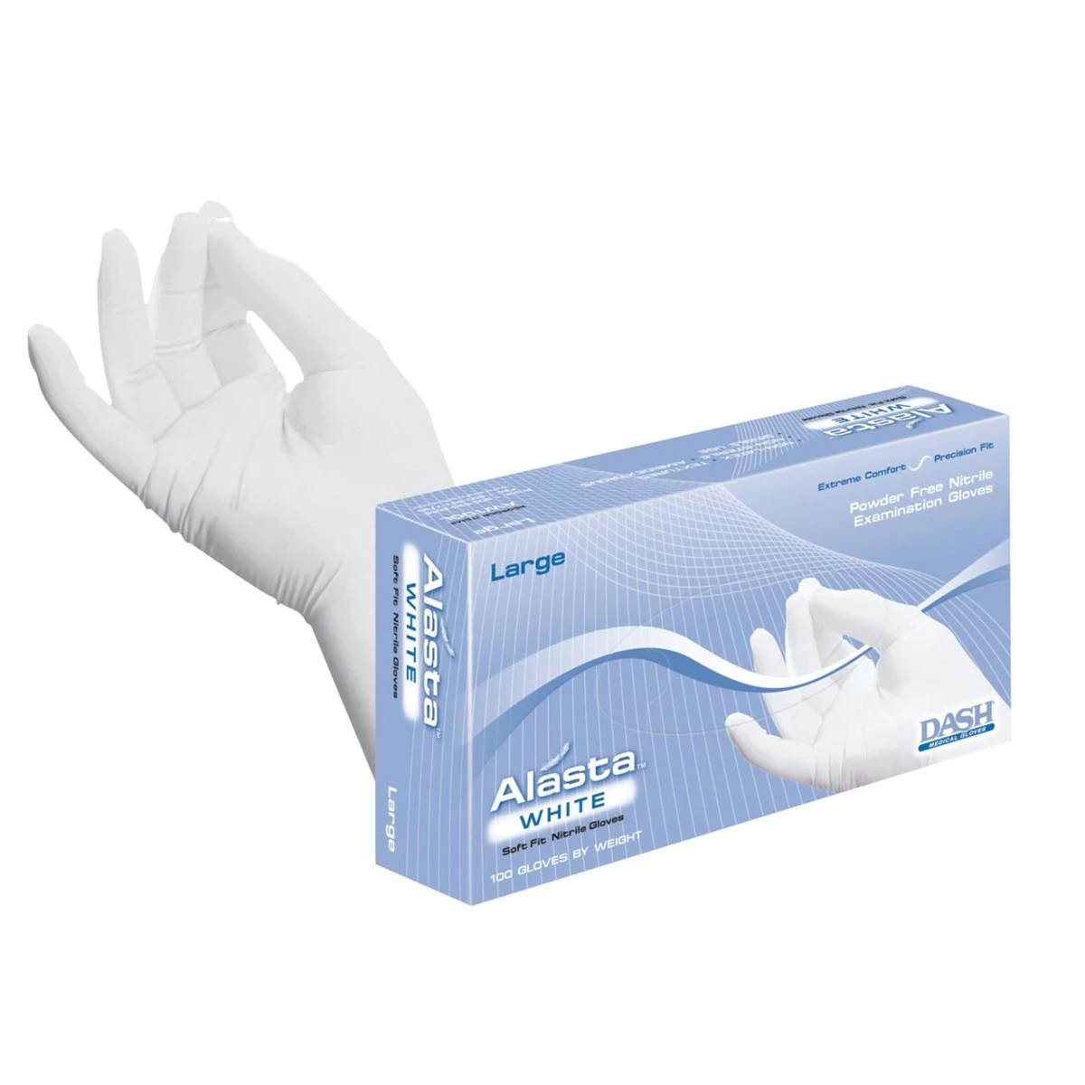 Dash Alasta Nitrile Exam Gloves - White - 3.9 Mil - Box Of 100 3 Dash Alasta Nitrile Exam Gloves - White - 3.9 Mil - Box Of 100