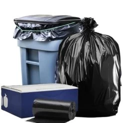 64 Gallon Toter Compatible Trash Bags - Black, 50 Bags (5 Rolls Of 10) - 1.5 Mil