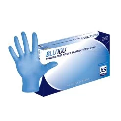 Dash BLU100 Nitrile Exam Gloves, CHEMO And FENT Tested - Light Blue - 4.3 Mil - Box Of 100