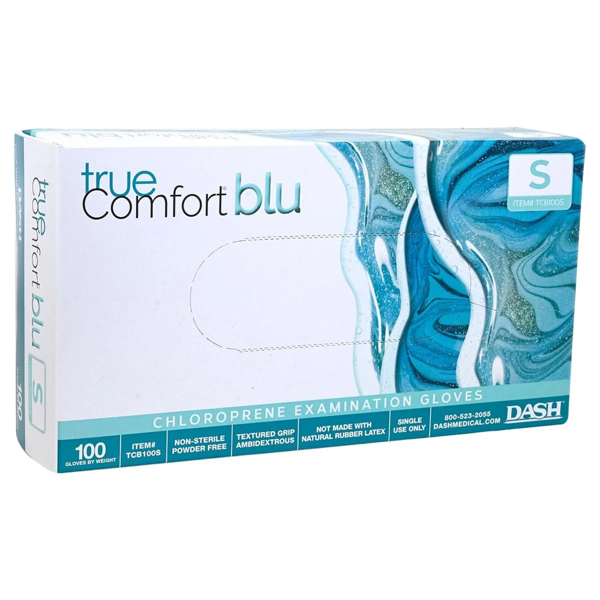 Dash True Comfort Blu Polychloroprene Exam Gloves - Ocean Blue - 3.1 Mil - Box Of 100 5 Dash True Comfort Blu Polychloroprene Exam Gloves - Ocean Blue - 3.1 Mil - Box Of 100 - Image 3