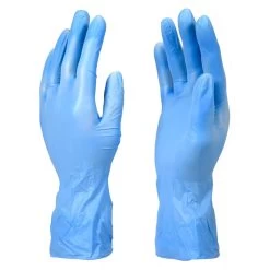 BioSkin Blue Exam Grade Vinyl Disposable Gloves - 5 Mil - Box 100 (S, M, L, XL)