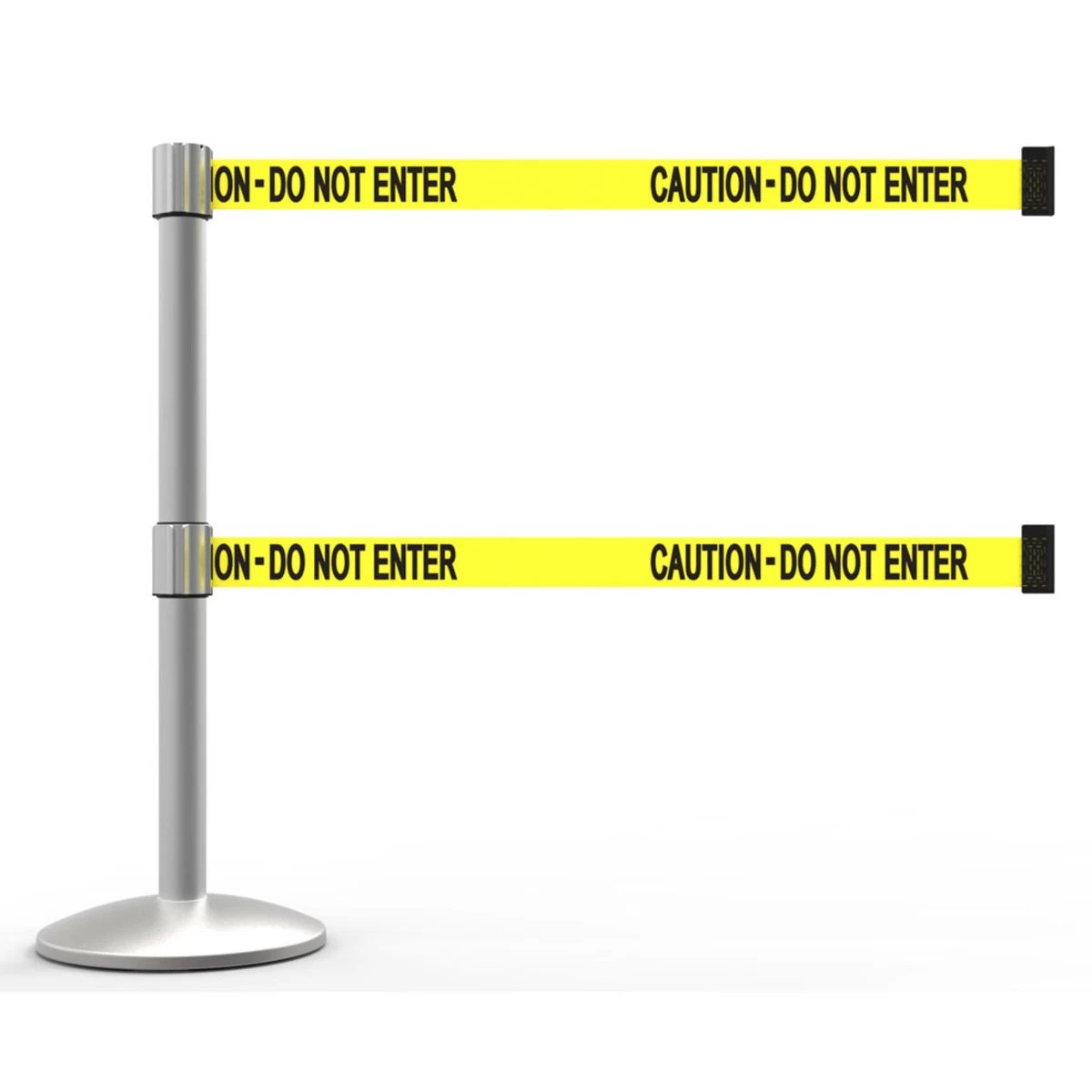 Banner Stakes 7' Dual Retractable Belt Barrier Set With Base, Matte Post And Yellow "Caution - Do Not Enter" Belt - AL6102M-D 3 Banner Stakes 7' Dual Retractable Belt Barrier Set With Base, Matte Post And Yellow "Caution - Do Not Enter" Belt - AL6102M-D