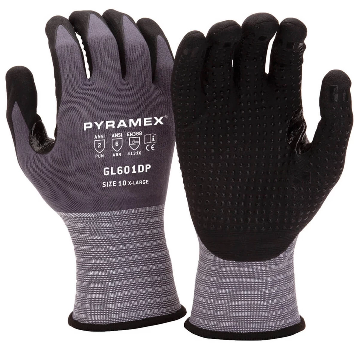Pyramex GL601DP Gray Dotted Micro Foam Nitrile Dipped Gloves 3 Pyramex GL601DP Gray Dotted Micro Foam Nitrile Dipped Gloves