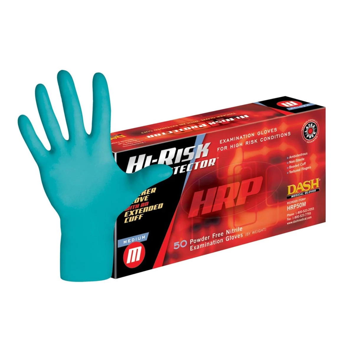 Dash Hi-Risk Protector Nitrile Exam Gloves - Teal - 5.9 Mil - Box Of 50 3 Dash Hi-Risk Protector Nitrile Exam Gloves - Teal - 5.9 Mil - Box Of 50