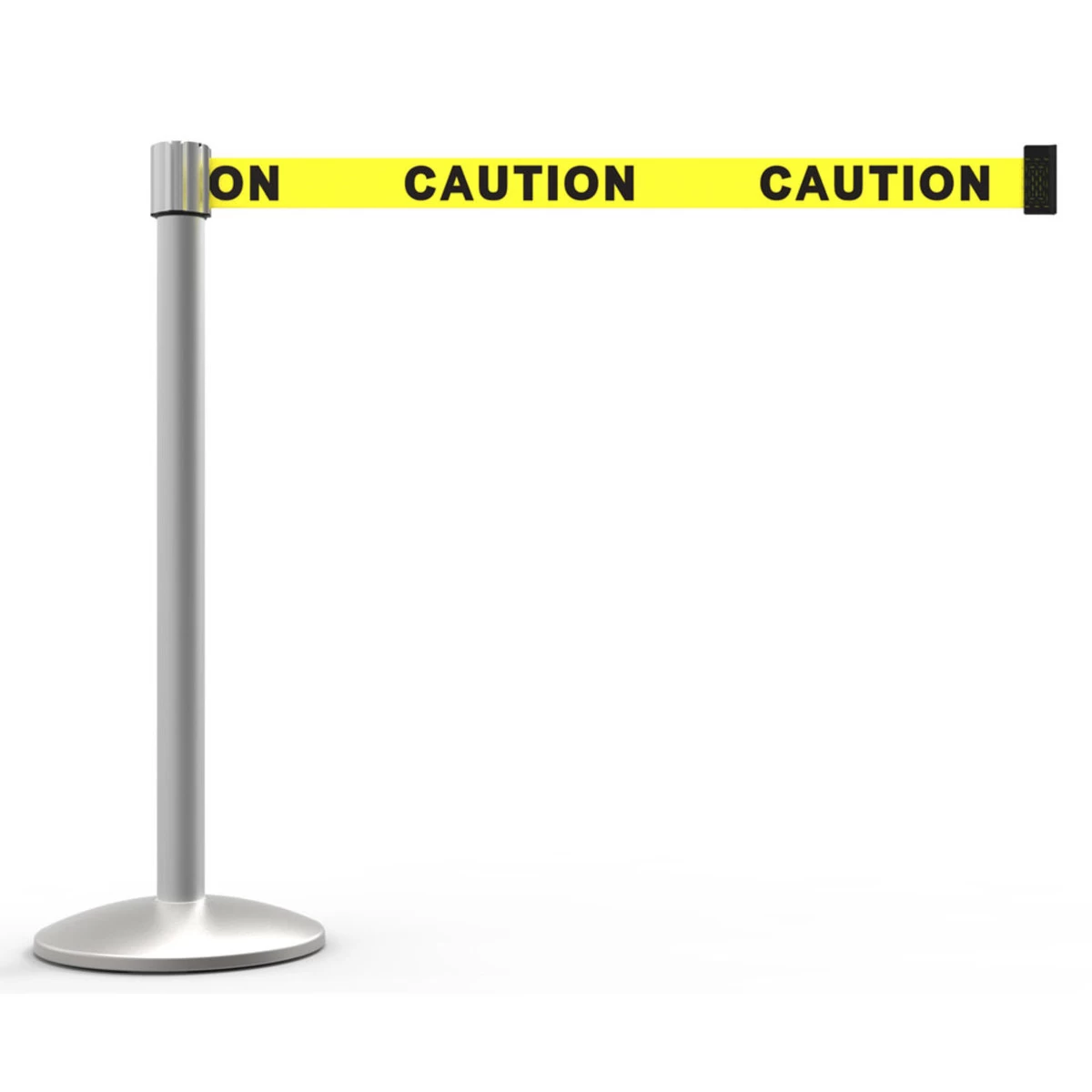 Banner Stakes 7' Retractable Belt Barrier Set With Base, Matte Post And Yellow "Caution" Belt - AL6101M 3 Banner Stakes 7' Retractable Belt Barrier Set With Base, Matte Post And Yellow "Caution" Belt - AL6101M