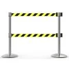 Banner Stakes 14' Dual Retractable Belt Barrier System With Bases, Chrome Posts And Yellow/Black Diagonal Stripe Belts - AL6203C-D -Work Safety Equipment Shop m9zvrzp9rh00xjctrtip 75100.1702985870