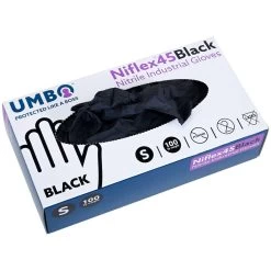 UMBO Niflex45 Black Nitrile Disposable Gloves - 5 Mil - H104 - Box Of 100 (S, M, L, XL, 2XL) -Work Safety Equipment Shop md7juttkgn4gmr03wvex 39284.1703023743
