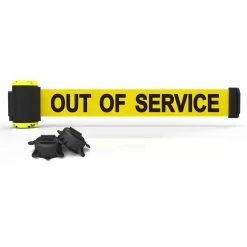Banner Stakes 7' Wall-Mount Retractable Belt, Yellow "Out Of Service" - MH7005