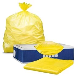 64 Gallon Toter Compatible Trash Bags - 20% Price Reduction - Yellow, 50 Bags - 1.5 Mil
