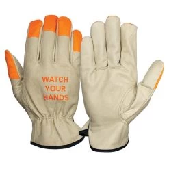 Pyramex GL2003K "Watch Your Hands" Cowhide Leather Driver Gloves - Single Pair