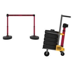 Banner Stakes 75' Barrier System With Cart, 5 Bases, Retractable Belts And Posts; Red "Danger - Keep Out" - PL4011