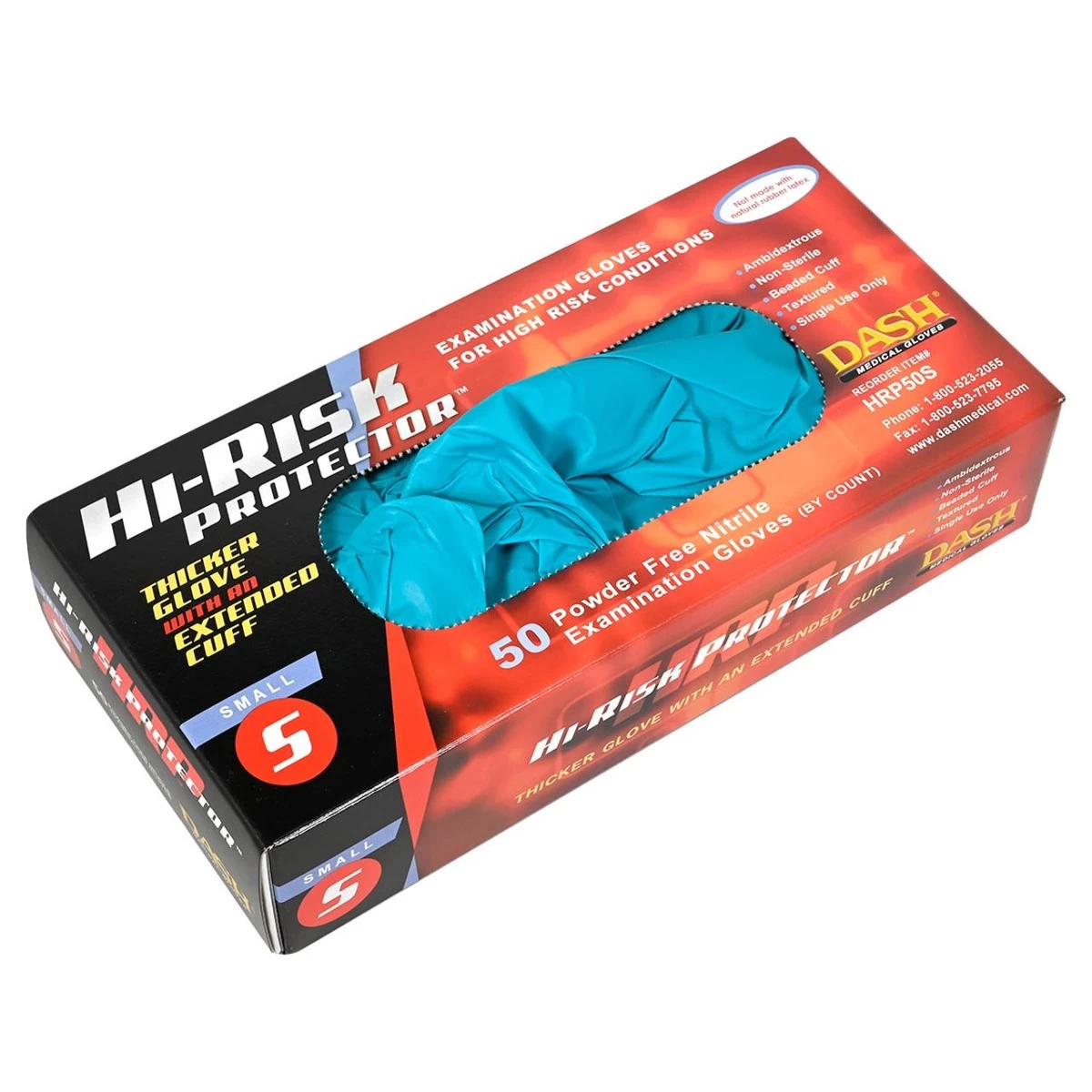 Dash Hi-Risk Protector Nitrile Exam Gloves - Teal - 5.9 Mil - Box Of 50 6 Dash Hi-Risk Protector Nitrile Exam Gloves - Teal - 5.9 Mil - Box Of 50 - Image 4