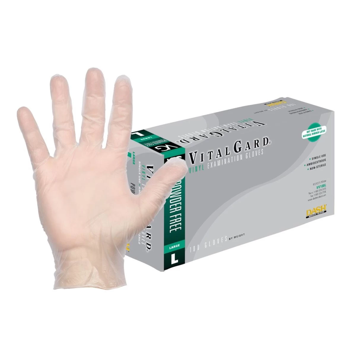 Dash VitalGard Vinyl Exam Gloves - Clear - 3.9 Mil - Case Of 1000 3 Dash VitalGard Vinyl Exam Gloves - Clear - 3.9 Mil - Case Of 1000