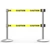 Banner Stakes 14' Dual Retractable Belt Barrier System With Bases, Matte Posts And Yellow "Caution" Belts - AL6201M-D -Work Safety Equipment Shop tmq6kteuqlyoyl7hhdvb 41939.1702985637
