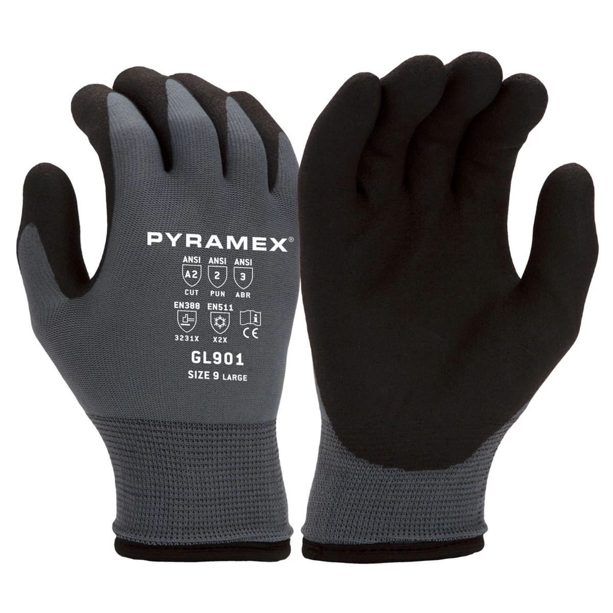 Pyramex Safety GL901 Gray Insulated A2 Cut HPT Dipped Gloves - Single Pair 3 Pyramex Safety GL901 Gray Insulated A2 Cut HPT Dipped Gloves - Single Pair