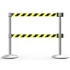 Banner Stakes 14' Dual Retractable Belt Barrier System With Bases, Matte Posts And Yellow/Black Diagonal Stripe Belts - AL6203M-D -Work Safety Equipment Shop vm8koixxfdnuo76lkzth 82978.1702985923