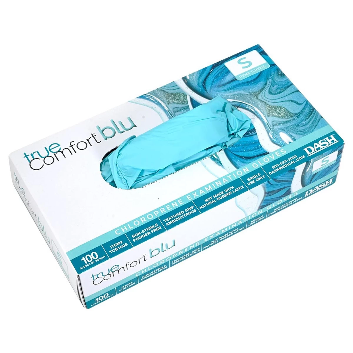 Dash True Comfort Blu Polychloroprene Exam Gloves - Ocean Blue - 3.1 Mil - Box Of 100 6 Dash True Comfort Blu Polychloroprene Exam Gloves - Ocean Blue - 3.1 Mil - Box Of 100 - Image 4