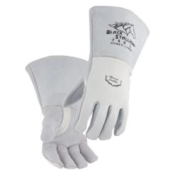 Black Stallion 750 Pearl White Premium Grain Elkskin Stick Welding Gloves With Nomex Lined Back - Single Pair