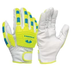 Pyramex GL3004CW Premium Grain Goatskin Hi-Vis Leather Driver A7 Cut Level 1 Impact Gloves