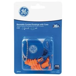 General Electric 26 DB NRR Christmas Tree Silicone Corded Earplugs - Orange - 3 Pair - GP445