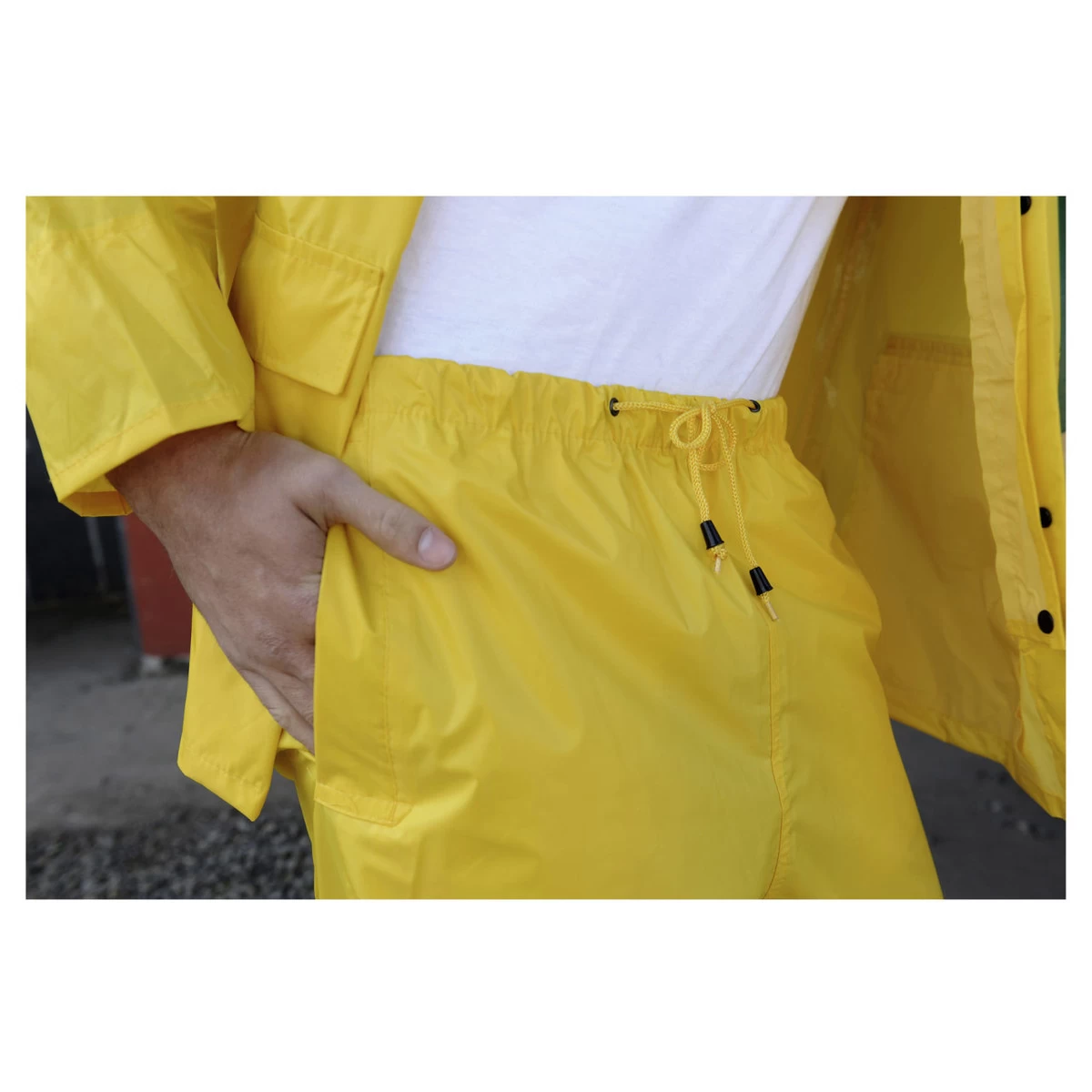 Custom Leather Craft 3 Piece Yellow Polyester Rain Suit R102 7 Custom Leather Craft 3 Piece Yellow Polyester Rain Suit R102 - Image 5
